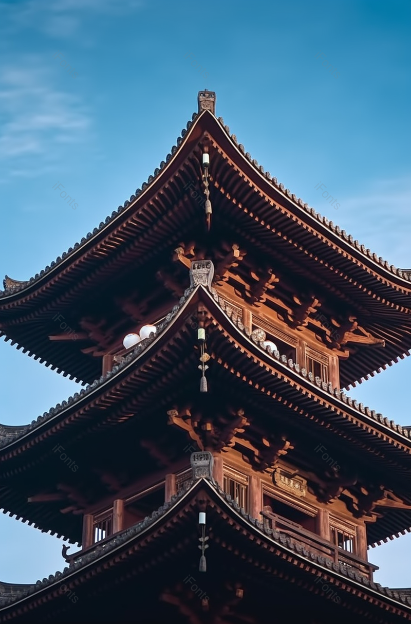 清晨寺庙屋檐建筑背景,高清,摄影图,摄影图片,图片大全,摄影图免费下载